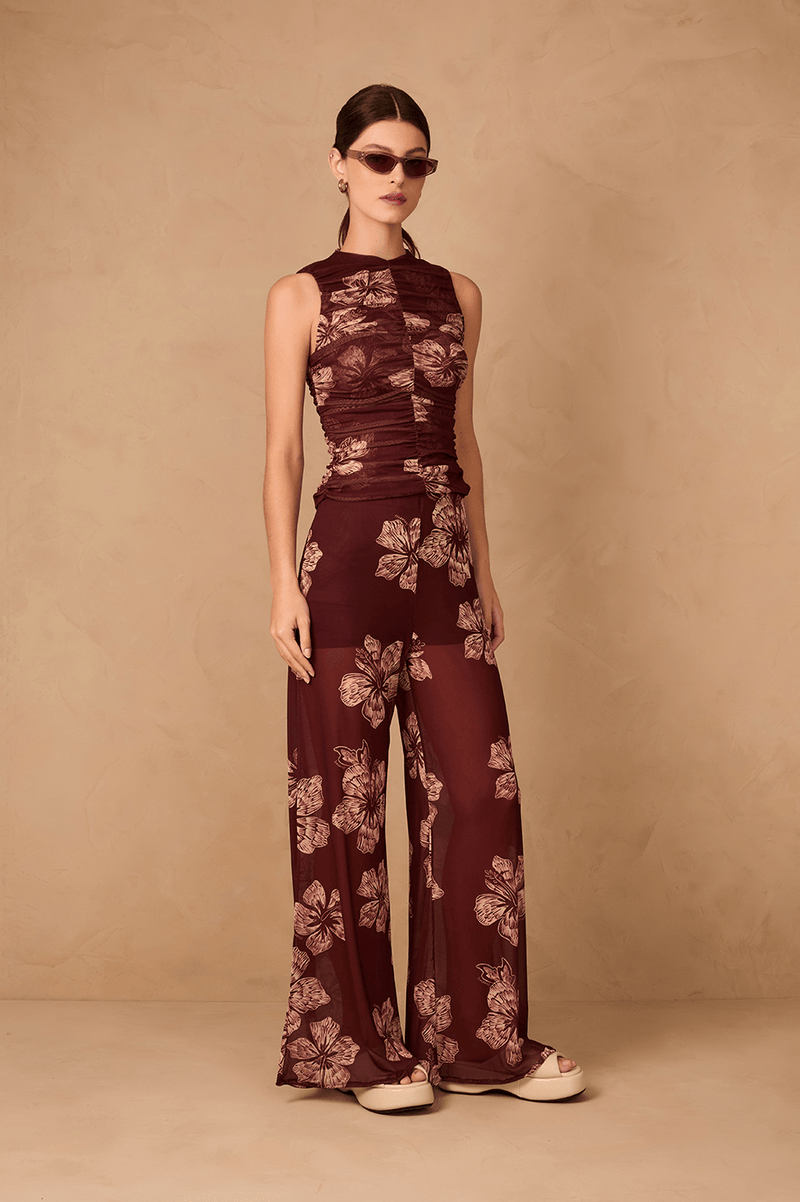 Brown Grumari Lined Tulle Pants_1