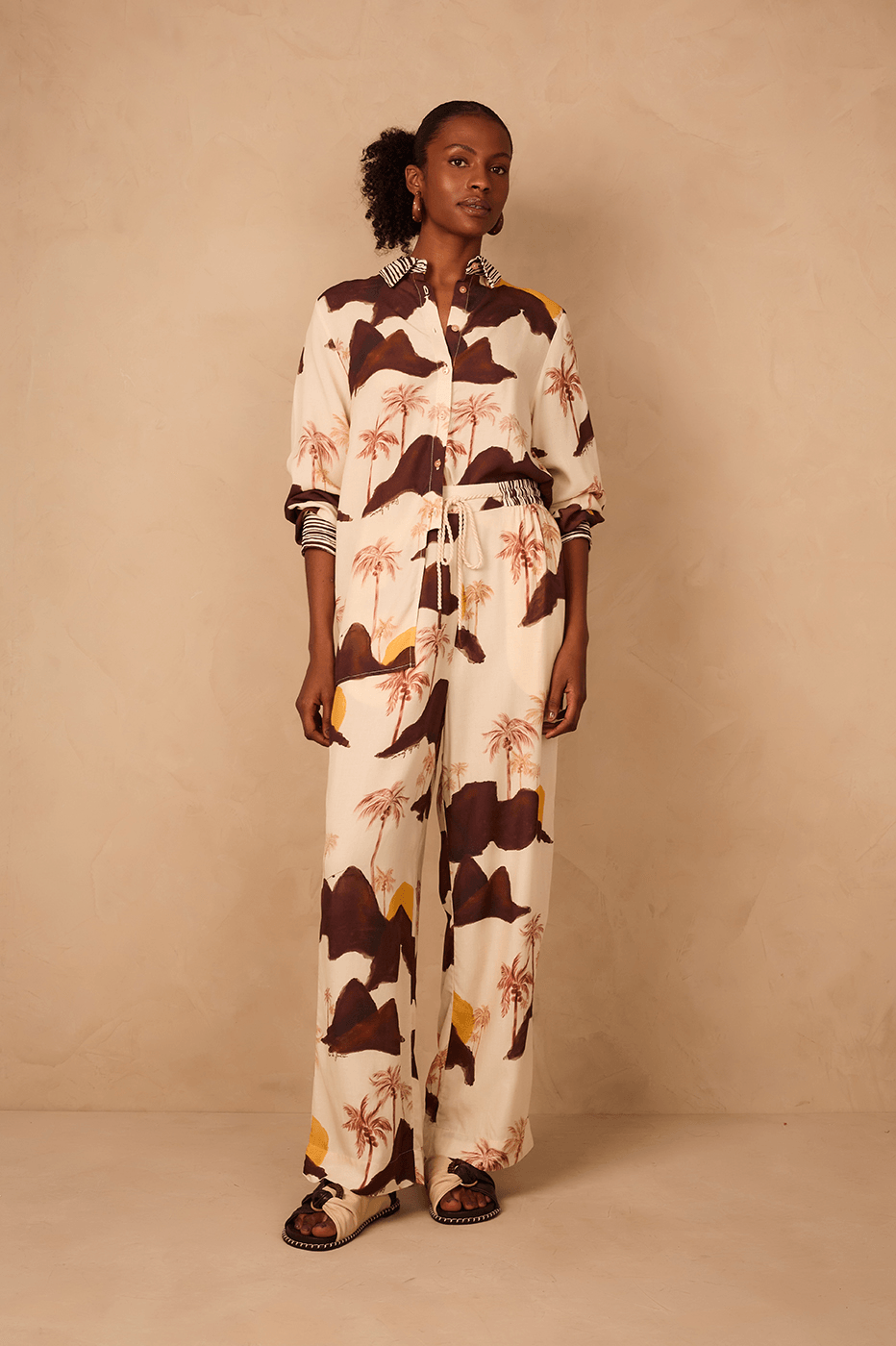 Sand Corcovado Drawstring Waist Side Pockets Cambric Pants