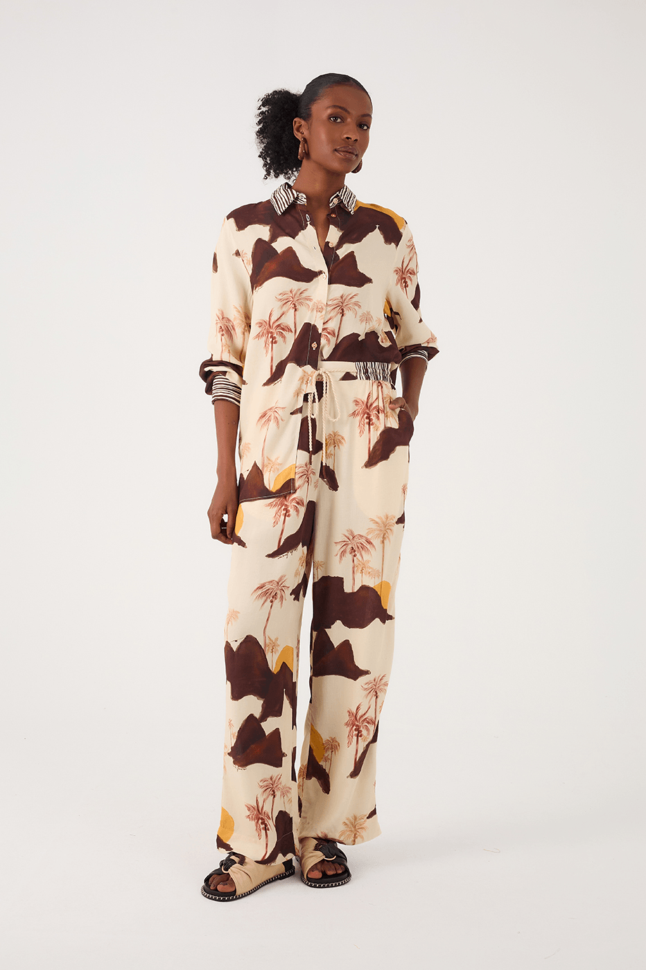 Sand Corcovado Drawstring Waist Side Pockets Cambric Pants