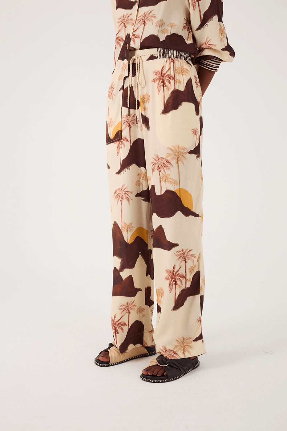Sand Corcovado Drawstring Waist Side Pockets Cambric Pants