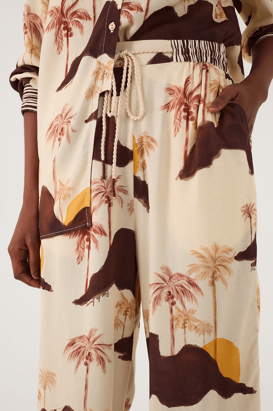 Sand Corcovado Drawstring Waist Side Pockets Cambric Pants