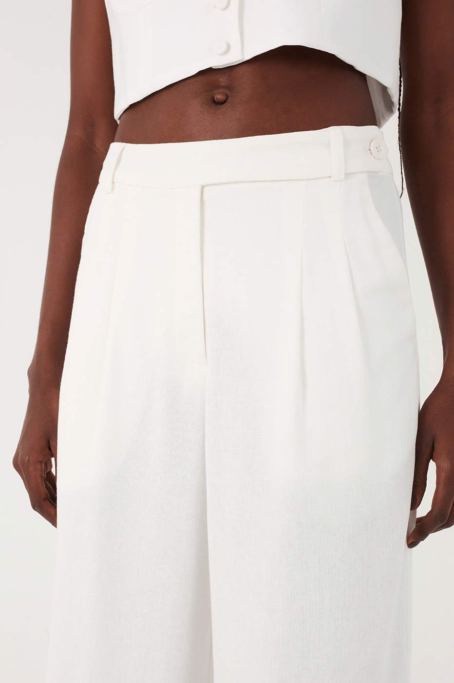 Off-White Side Pockets Belt Loops Linen Pants