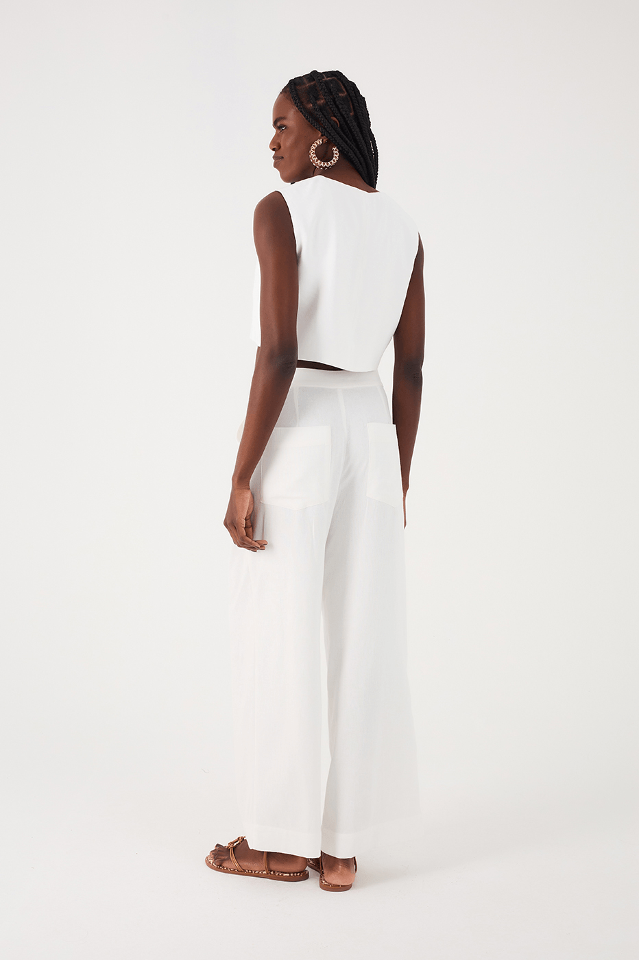 Off-White Side Pockets Belt Loops Linen Pants