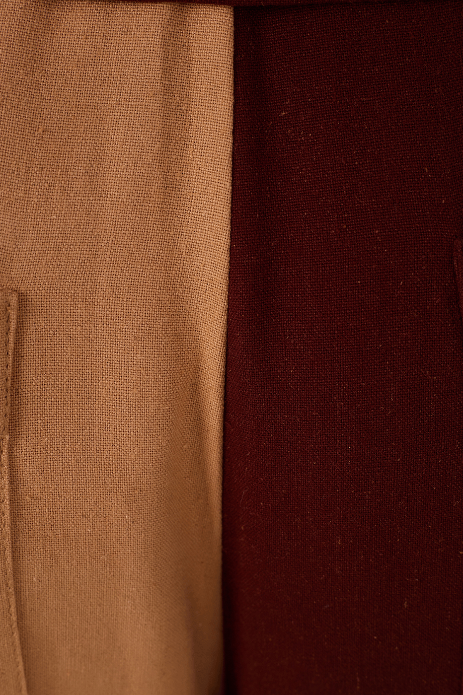 Brown And Beige Side Pockets Linen Pants
