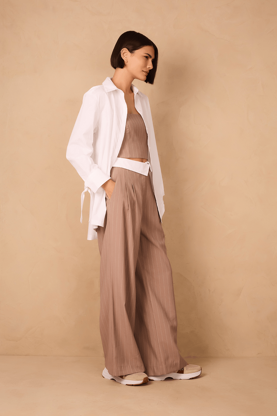 Grey Mirante Pinstripe Side Pockets Cotton Pants