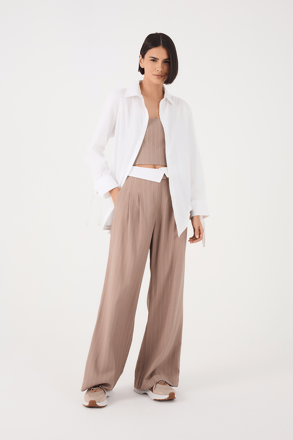 Grey Mirante Pinstripe Side Pockets Cotton Pants