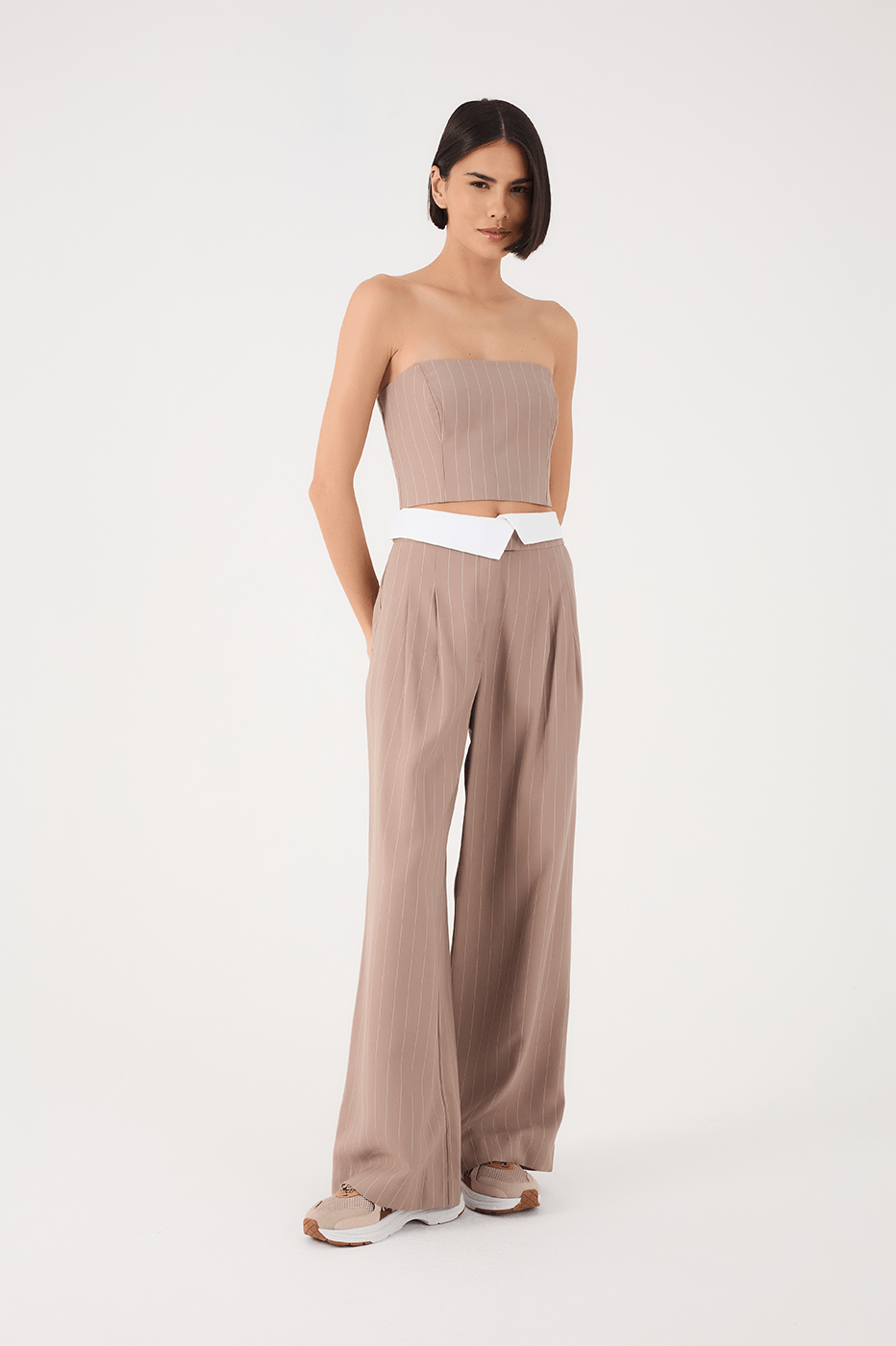 Grey Mirante Pinstripe Side Pockets Cotton Pants