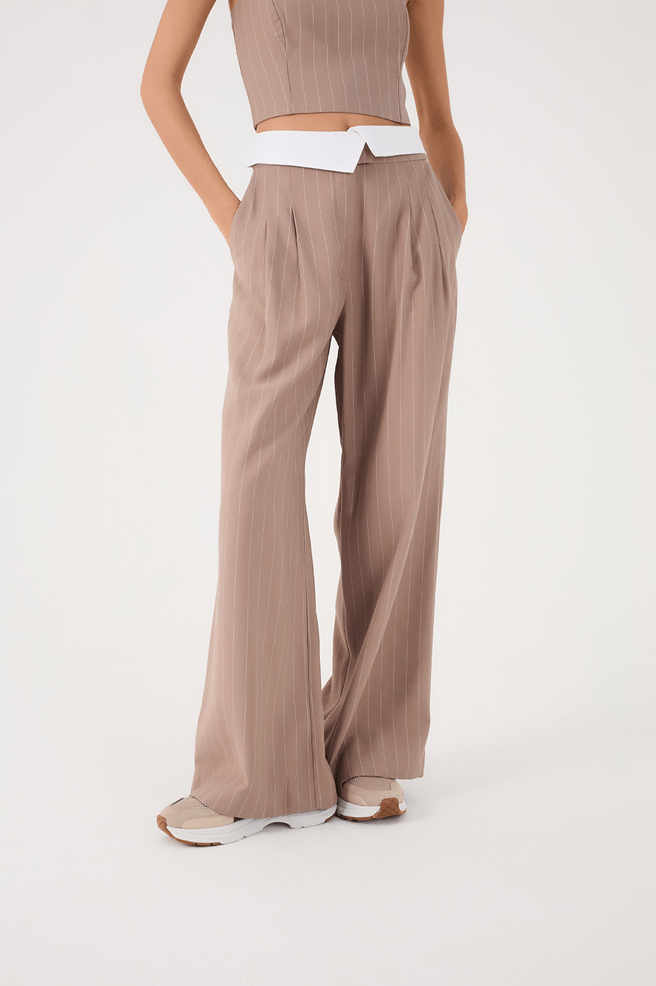 Grey Mirante Pinstripe Side Pockets Cotton Pants