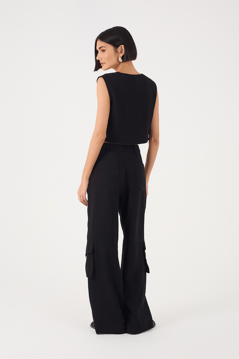 Black Leg Pockets Cargo Pants