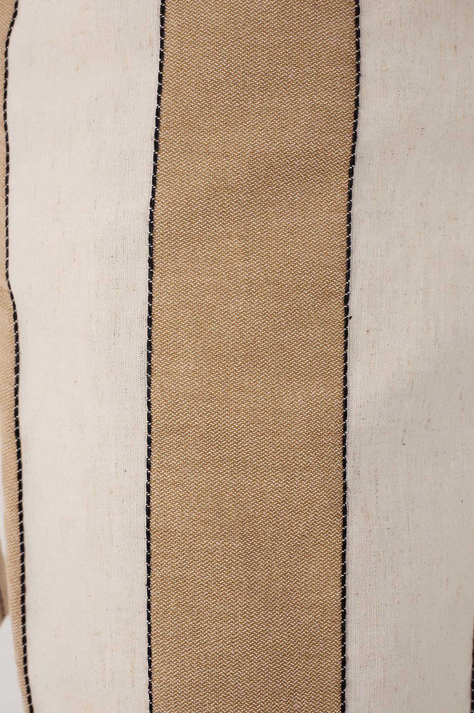 Beige Stripes Leg Pockets Tied Hem Tailored Pants