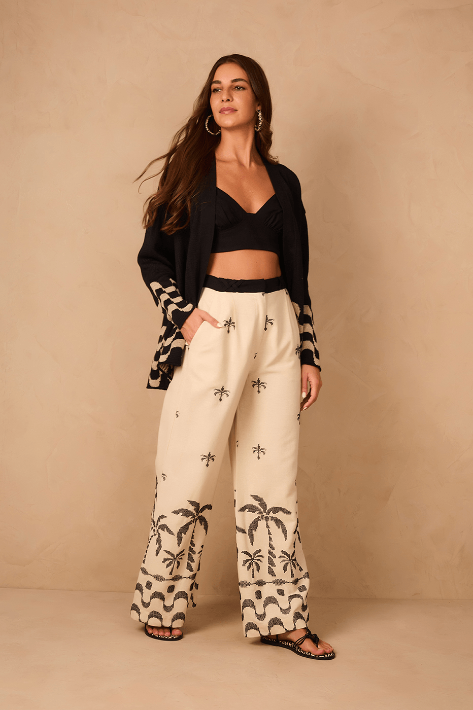 Off-White Embroidered Orla Wide-Leg Linen Pants