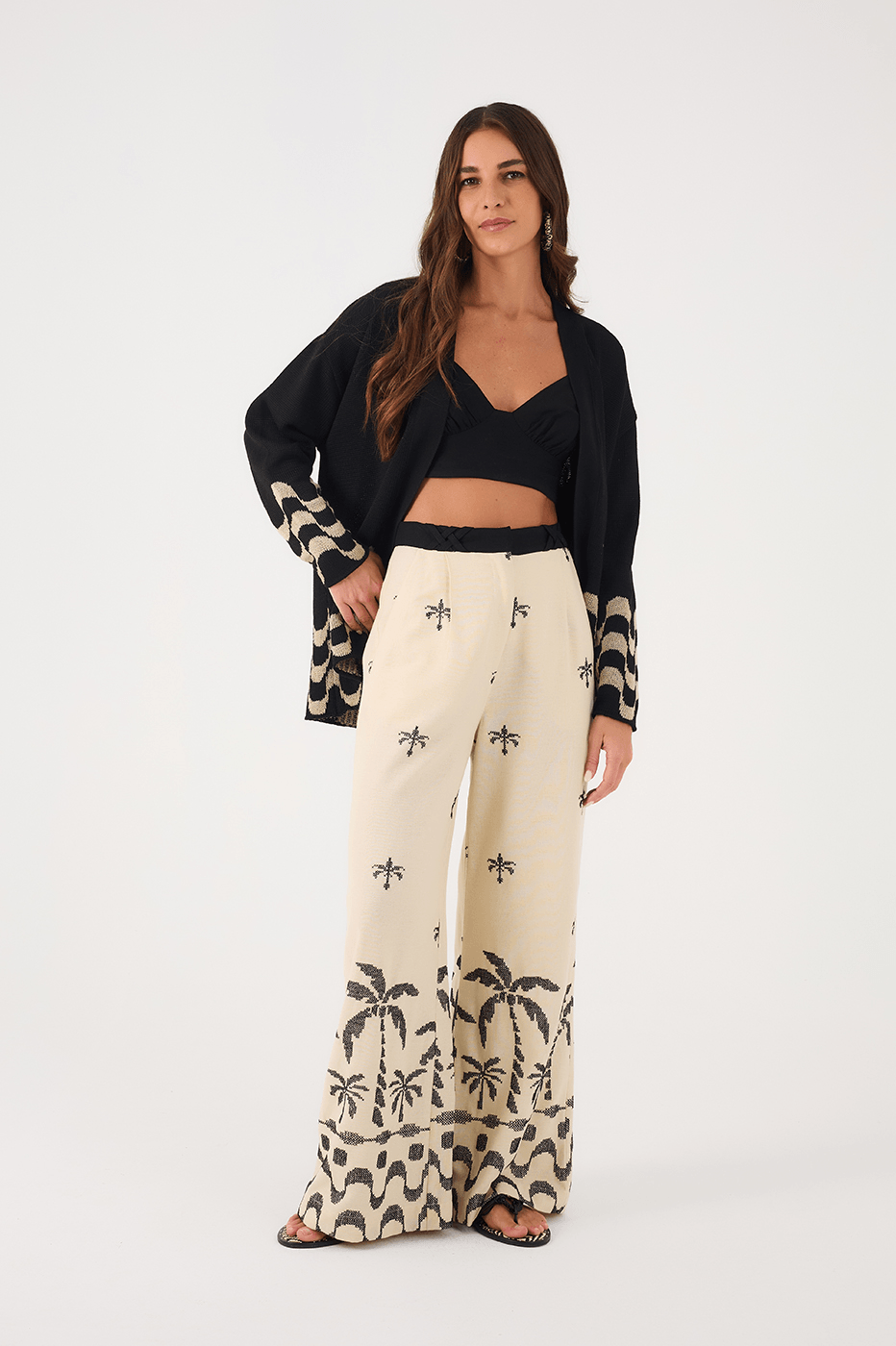 Off-White Embroidered Orla Wide-Leg Linen Pants