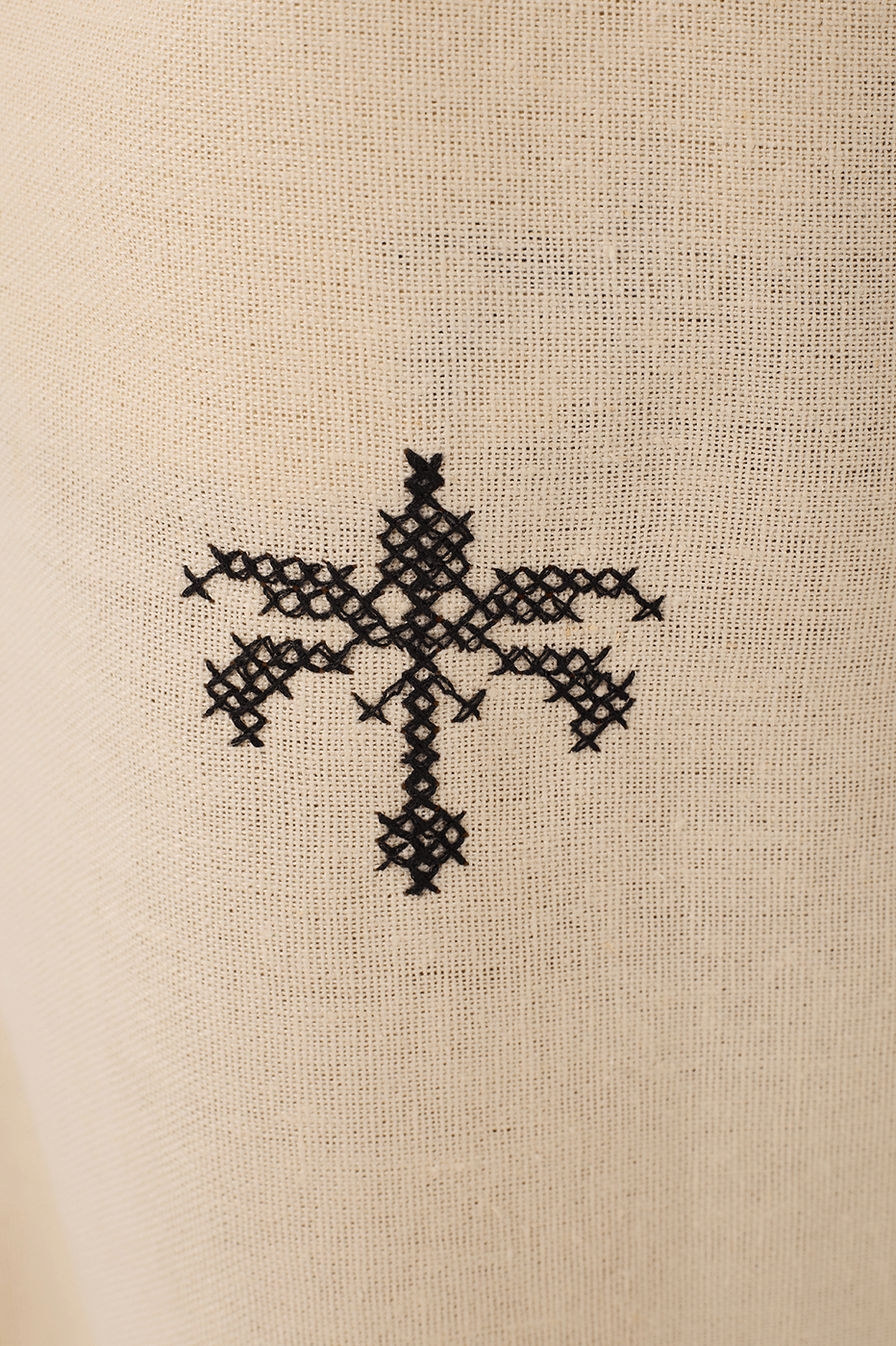 Off-White Embroidered Orla Wide-Leg Linen Pants