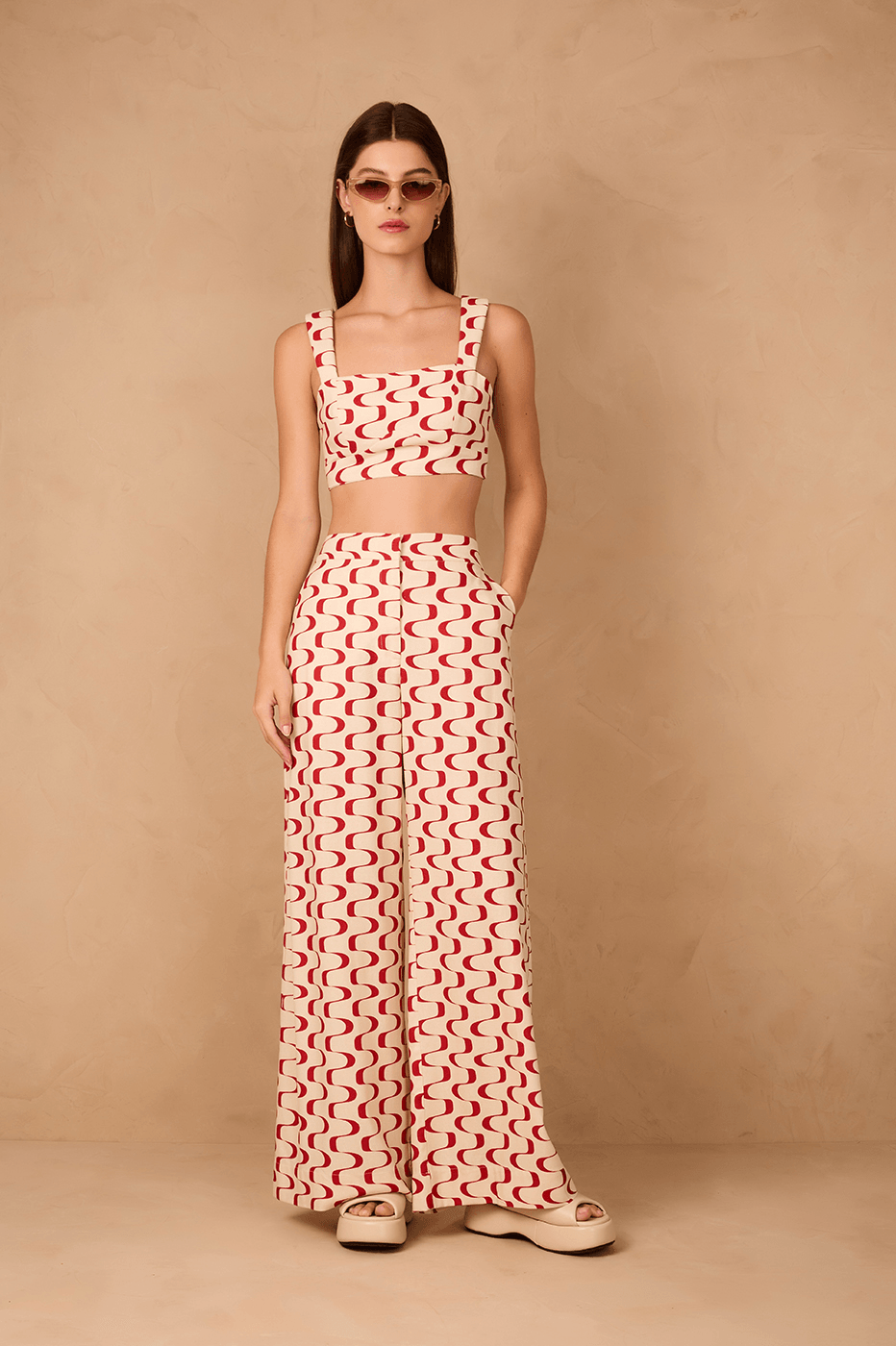 Red Copanema Side Pockets Pants