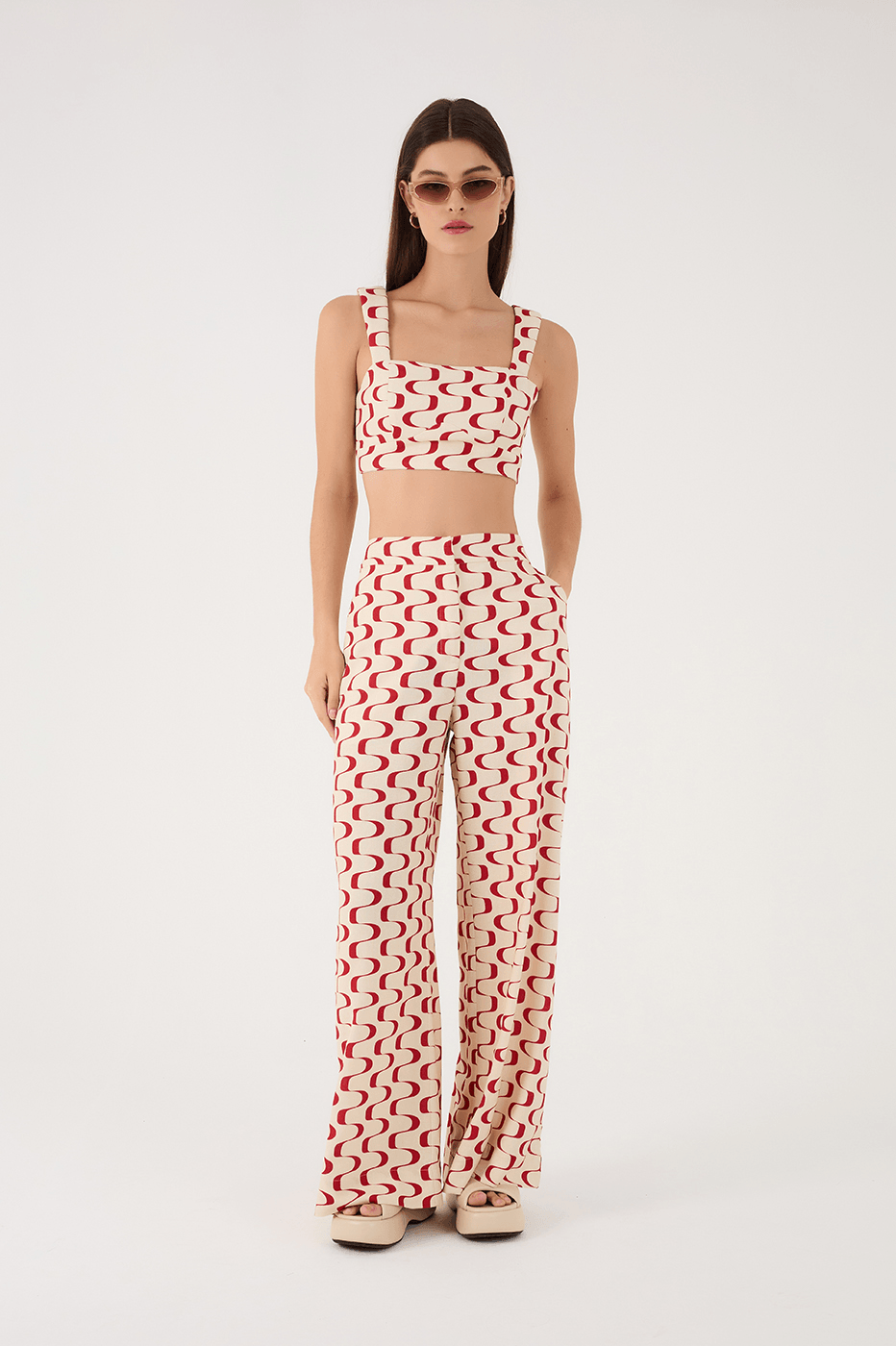 Red Copanema Side Pockets Pants