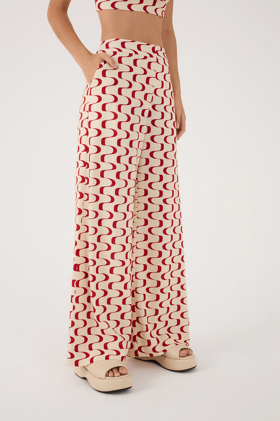 Red Copanema Side Pockets Pants