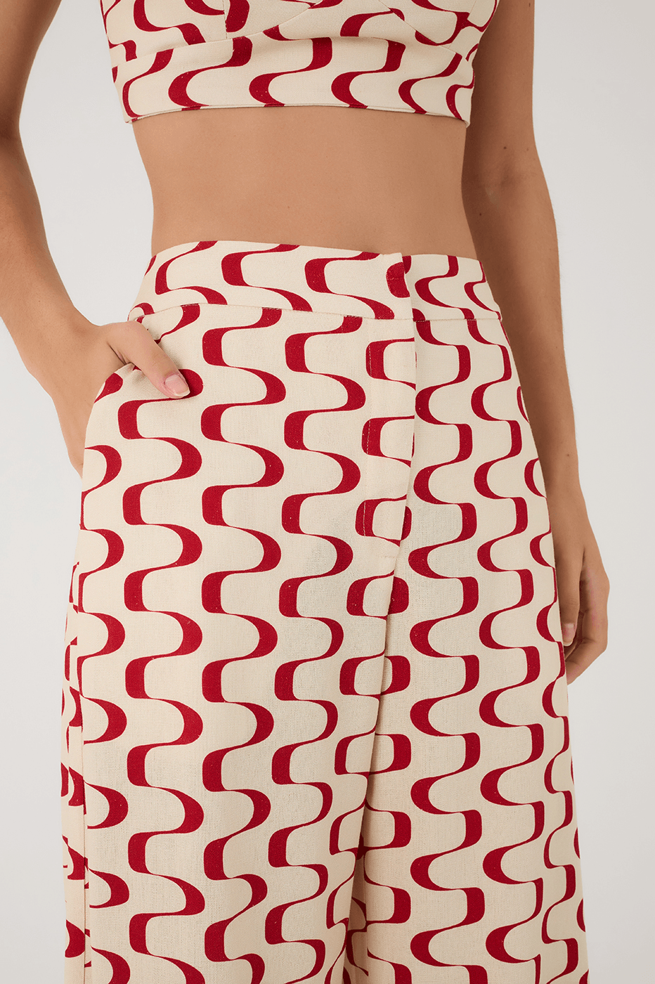 Red Copanema Side Pockets Pants