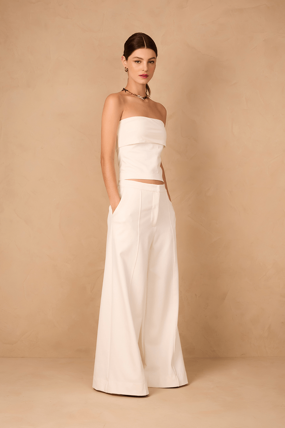 Off-White Side Pockets Wide-Leg Tailored Pants