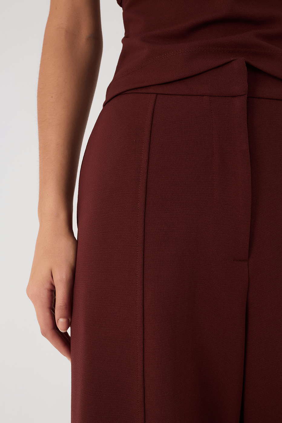 Brown Caffeine Side Pockets Wide-Leg Tailored Pants