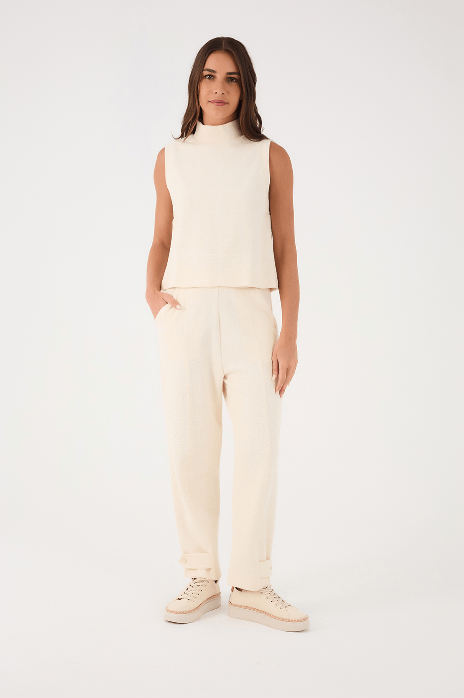 Off-White Side Pockets Cuffed Boucle Pants