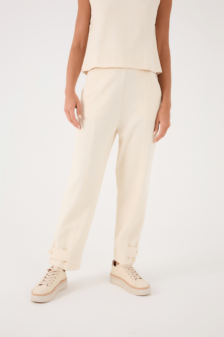Off-White Side Pockets Cuffed Boucle Pants