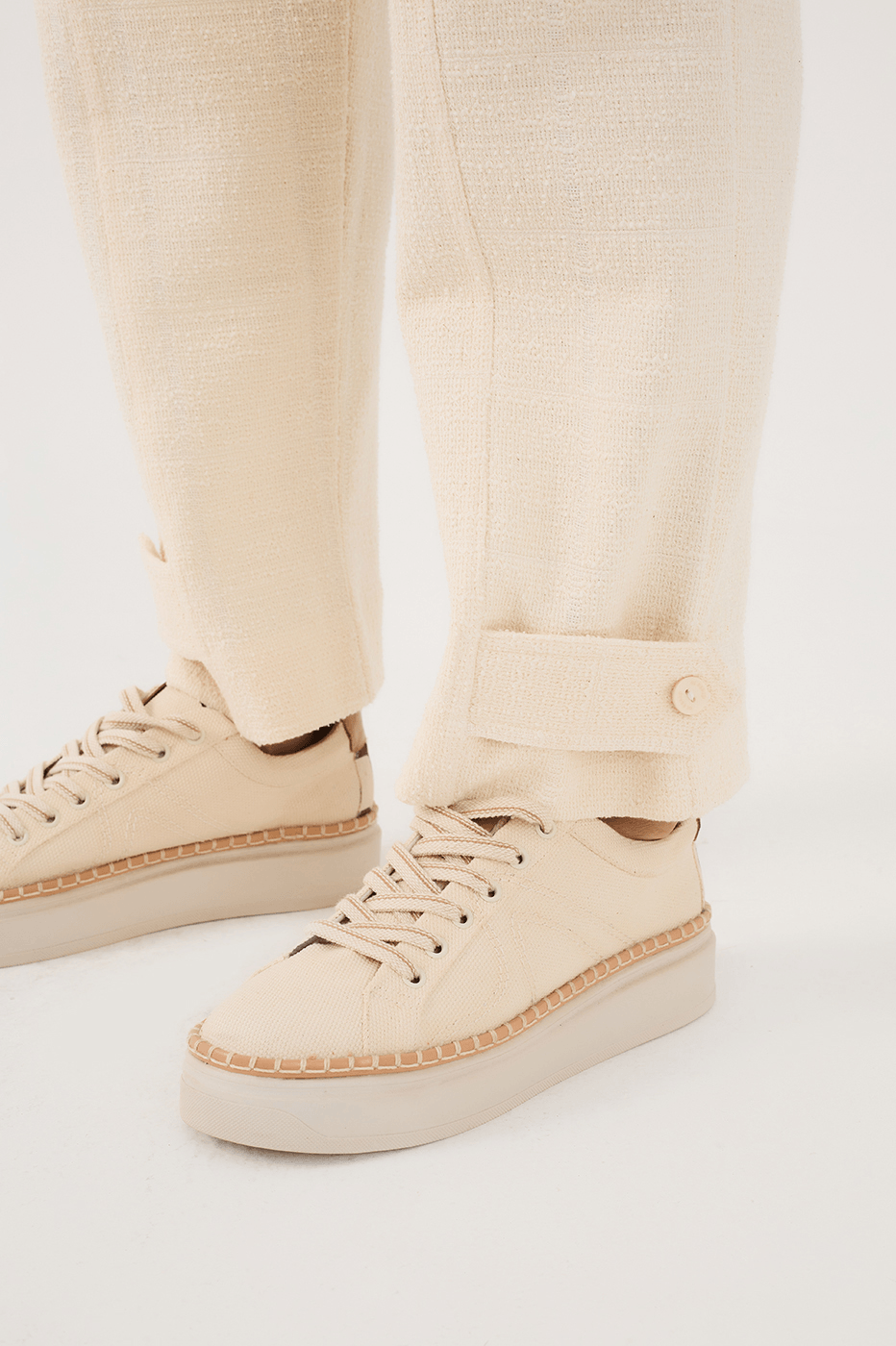 Off-White Side Pockets Cuffed Boucle Pants