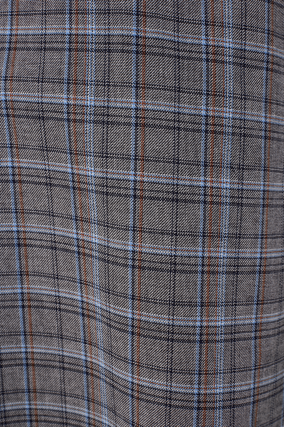 Grey Plaid Side Pockets Tailored Pants