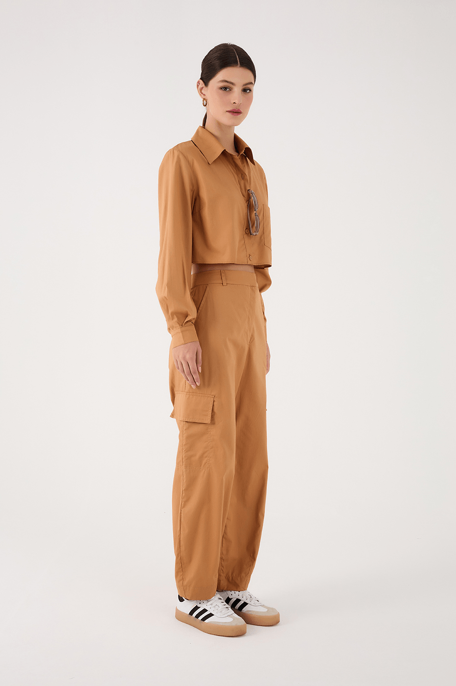 Beige Leme Tailored Cotton Pants