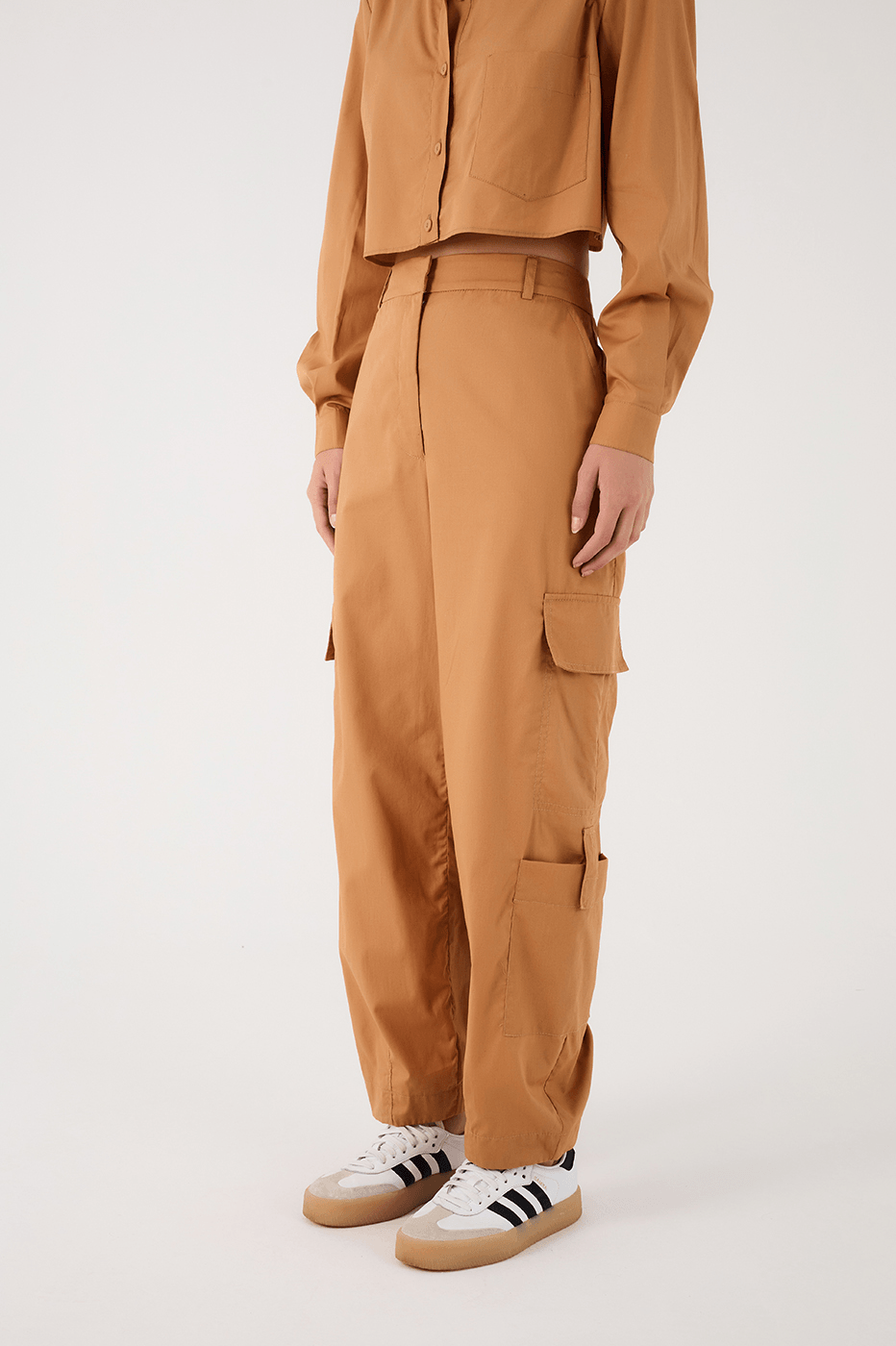 Beige Leme Tailored Cotton Pants