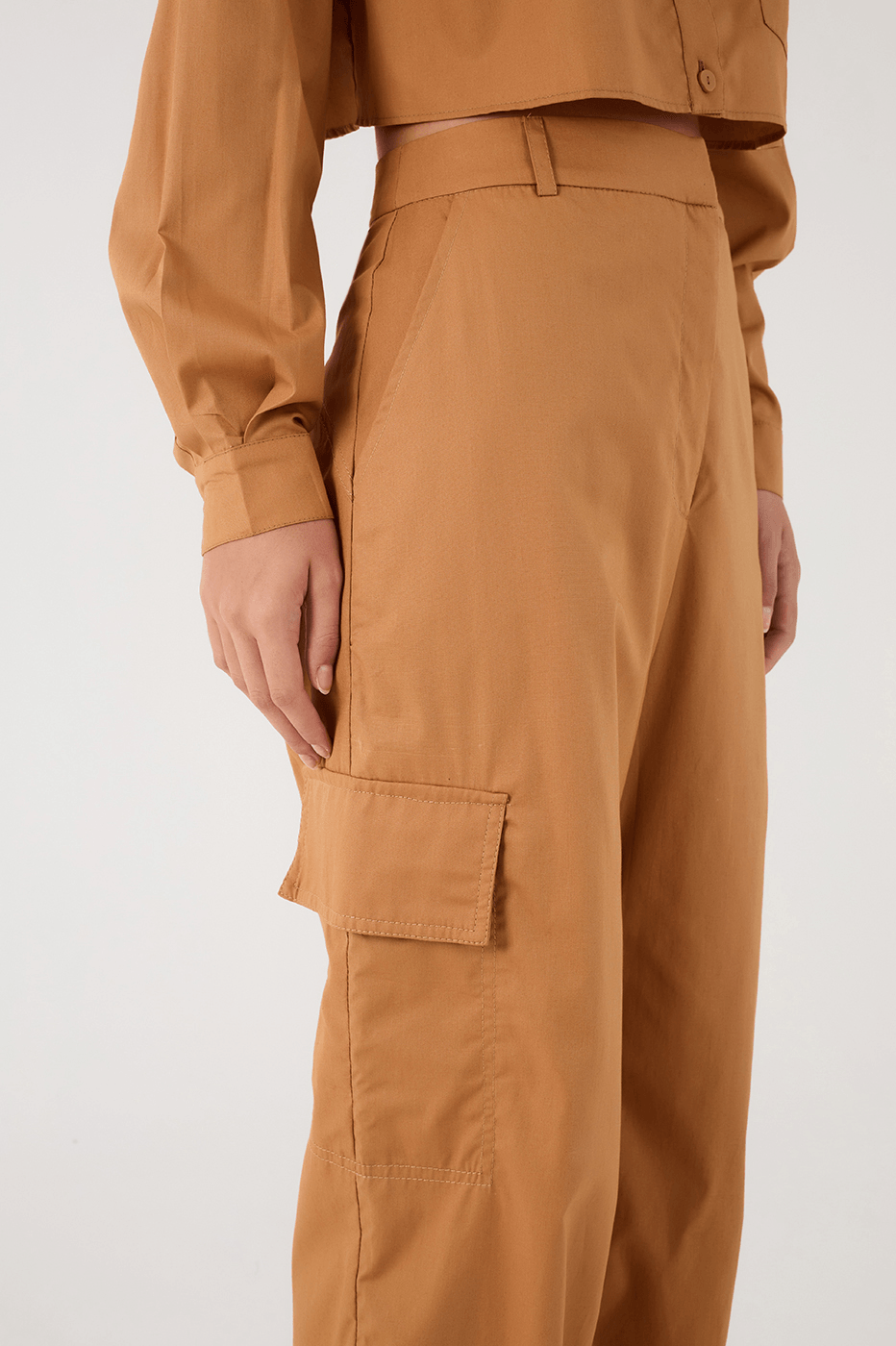 Beige Leme Tailored Cotton Pants