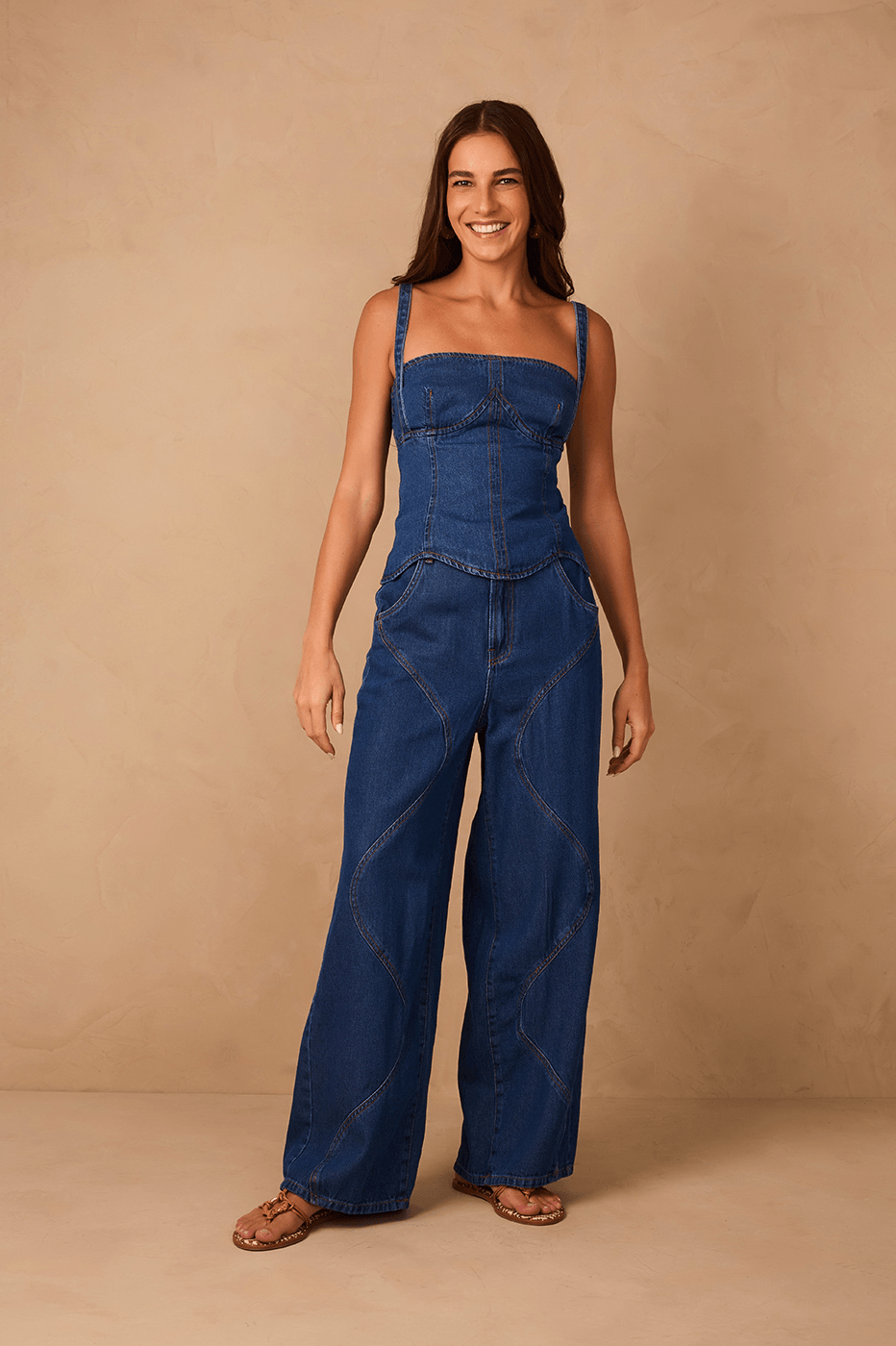 Denim Mare Pockets Wide-Leg Pants