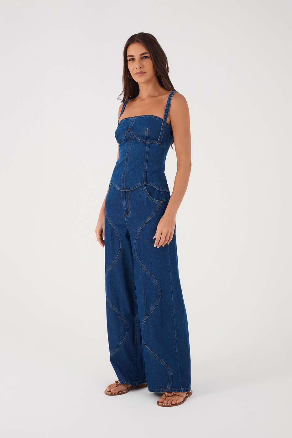 Denim Mare Pockets Wide-Leg Pants