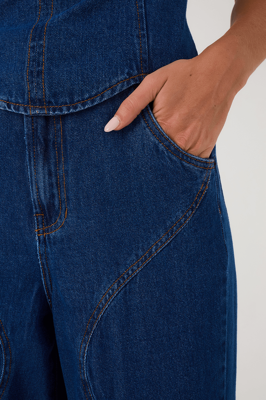 Denim Mare Pockets Wide-Leg Pants