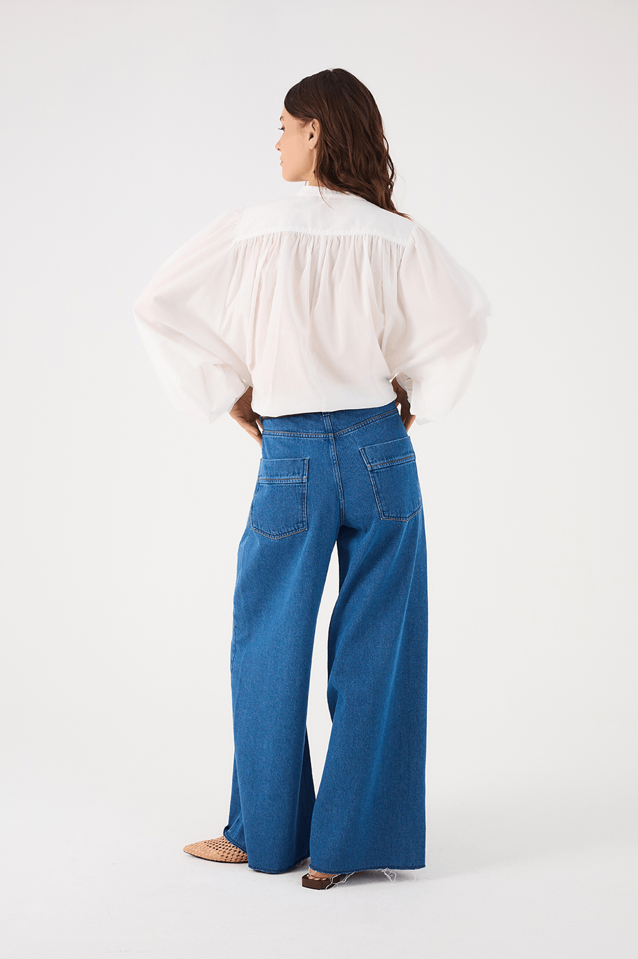 Denim Waves Pockets Boyfriend Pants