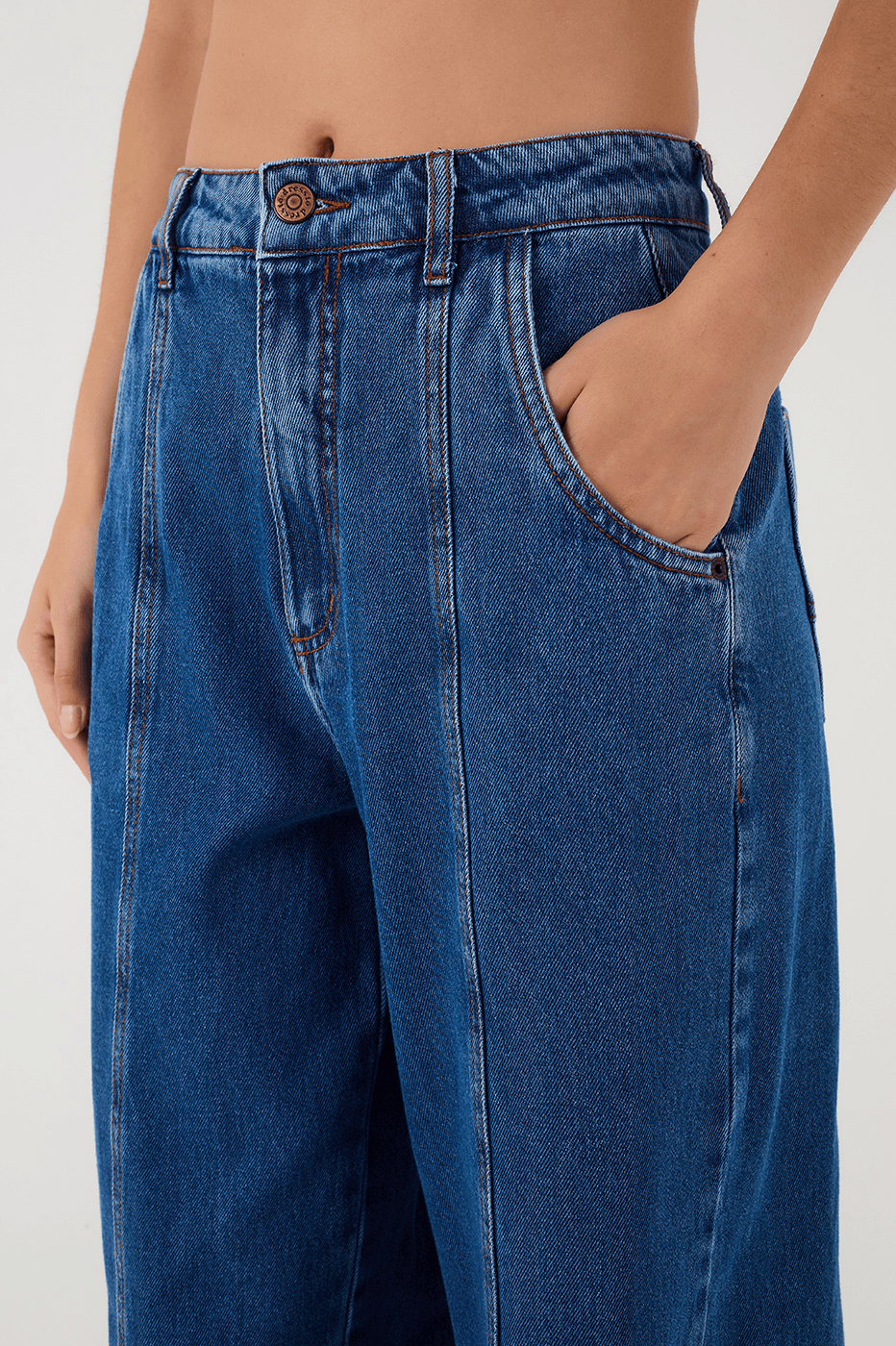 Denim Recortes Pockets Pants