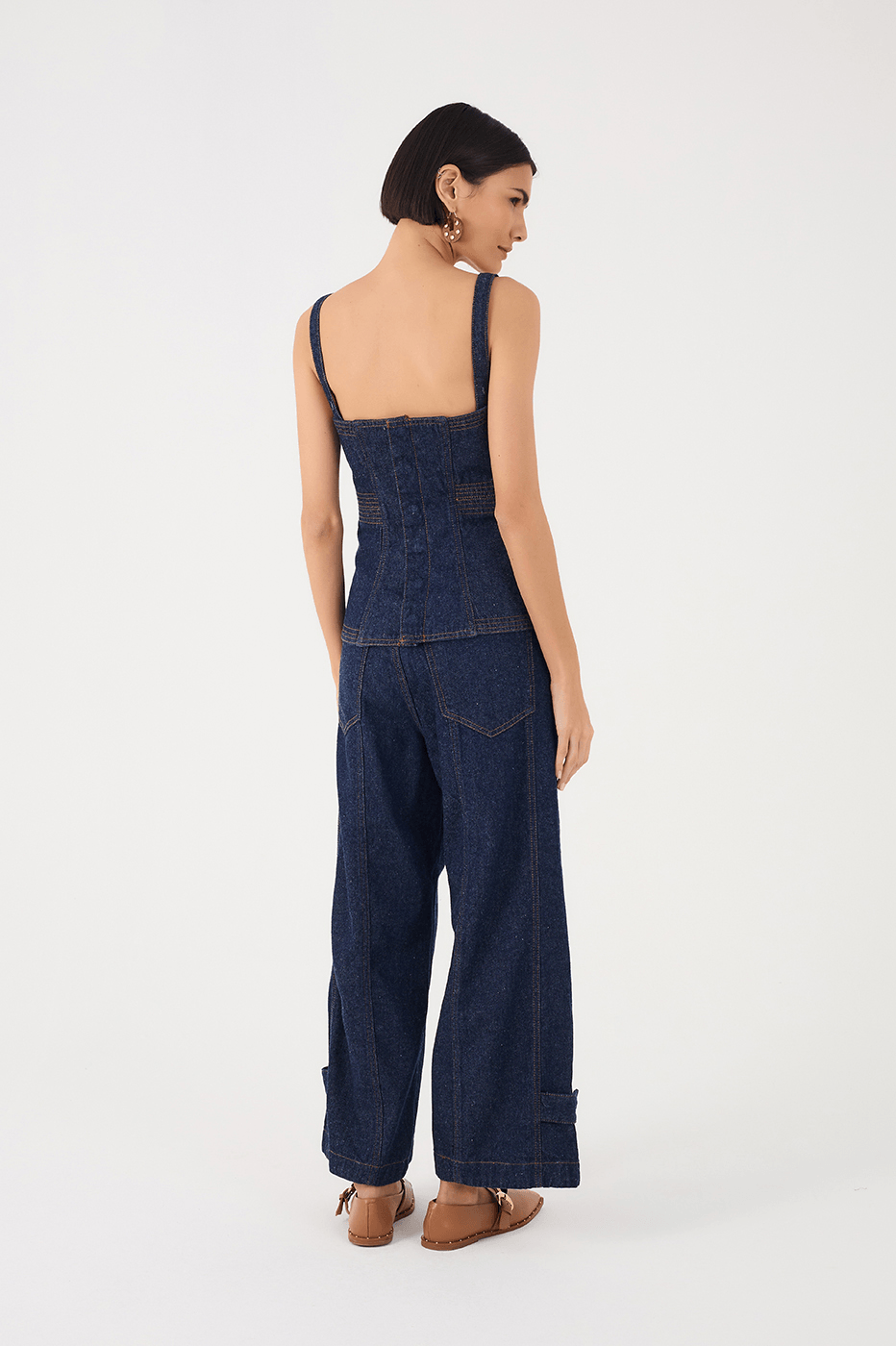 Denim Pockets Seam Pants