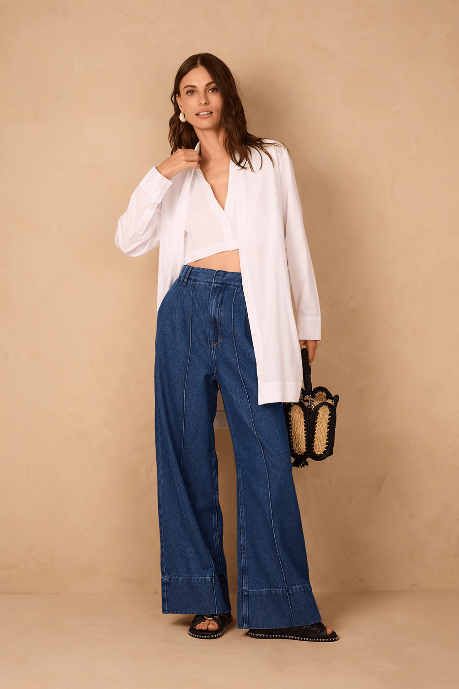 Denim Pockets Tailored Pants