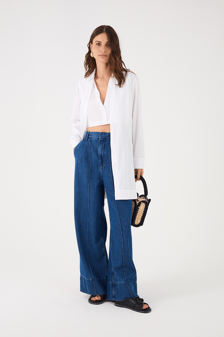 Denim Pockets Tailored Pants