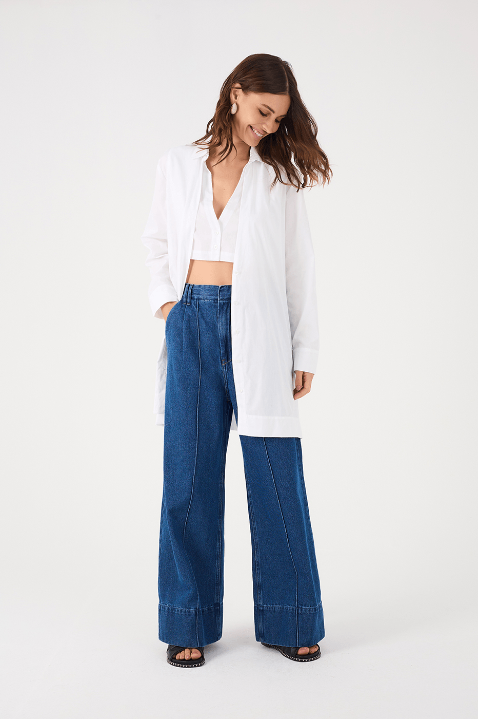 Denim Pockets Tailored Pants