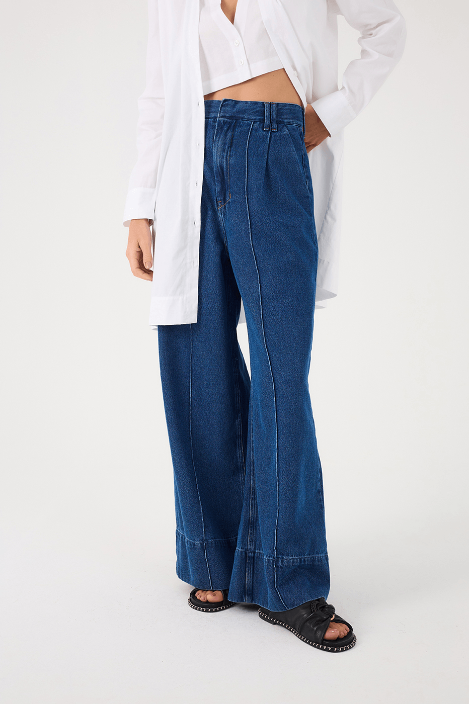Denim Pockets Tailored Pants