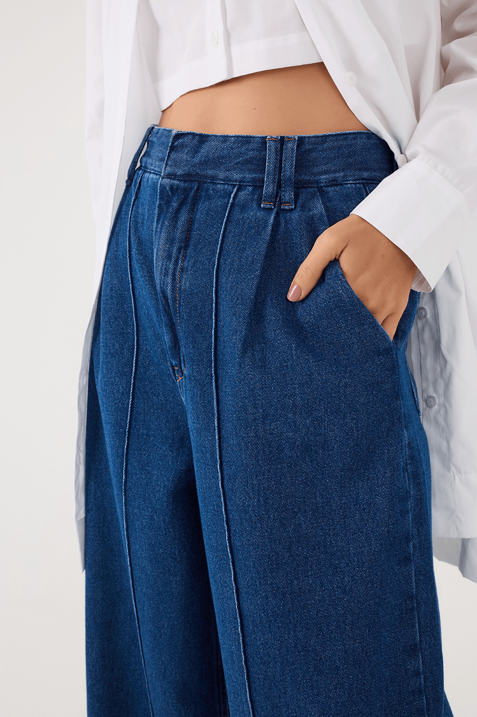 Denim Pockets Tailored Pants