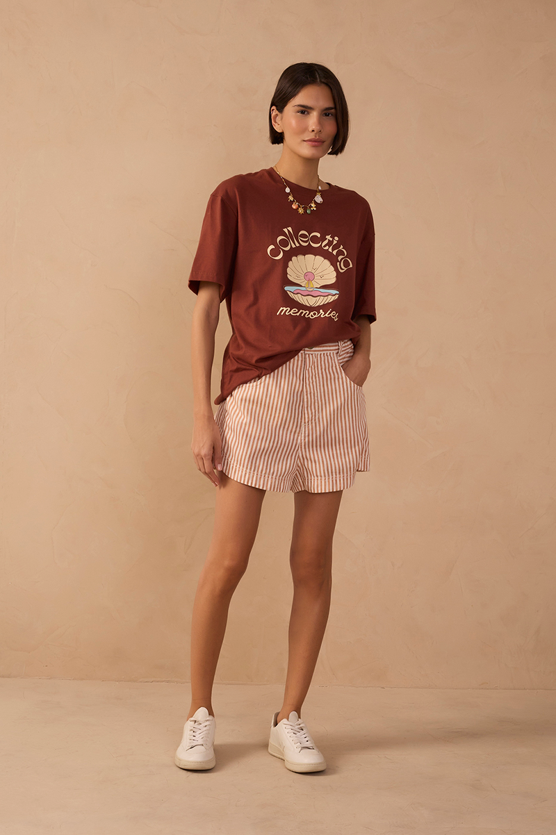 Red Stripes Twill Shorts_1