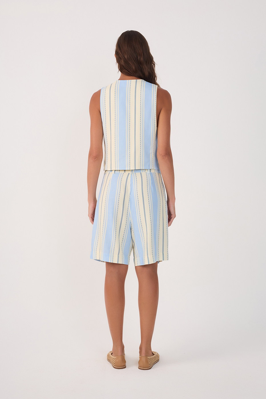 Descanso Azul Print Linen Bermuda_5