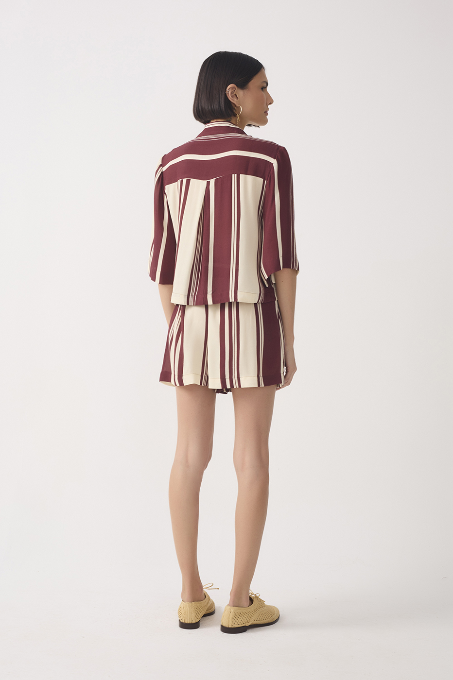 Brown Stripes Side Tie Skorts_5