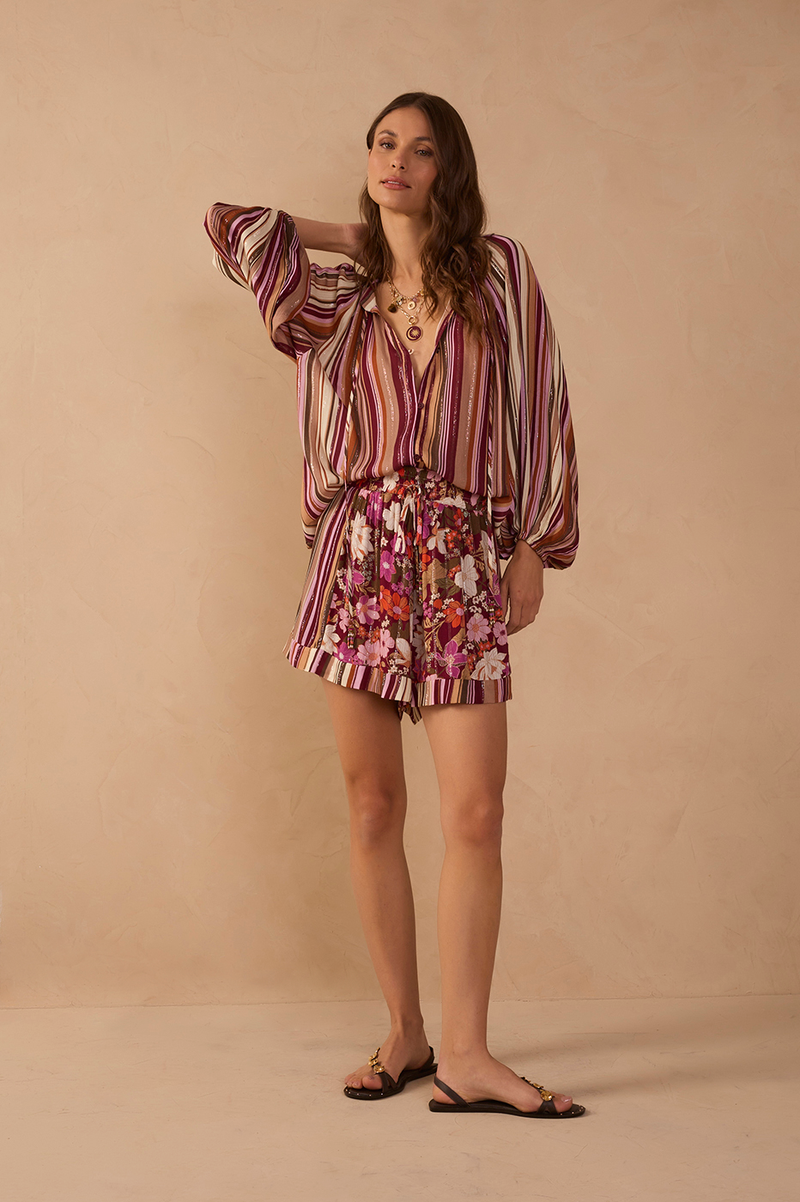 Mixed Lurex Drawstring Shorts_1