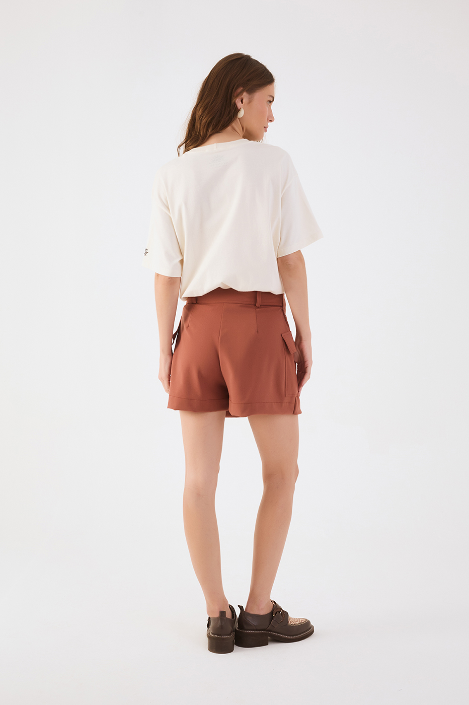 Brown Mate Side Pockets Buckle Skorts