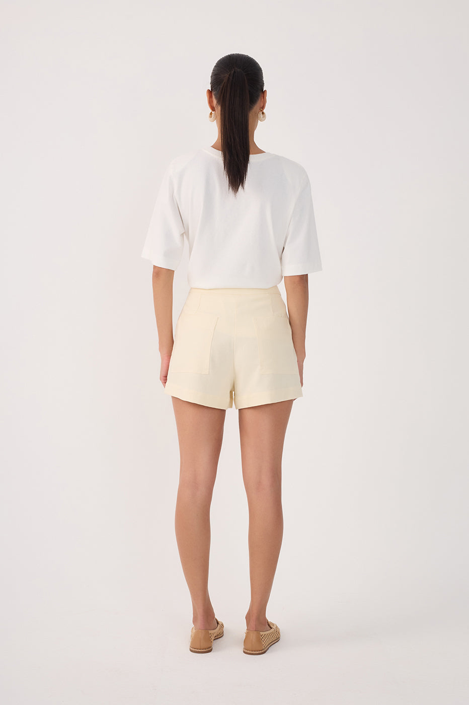 Linen Front Pockets Shorts_5