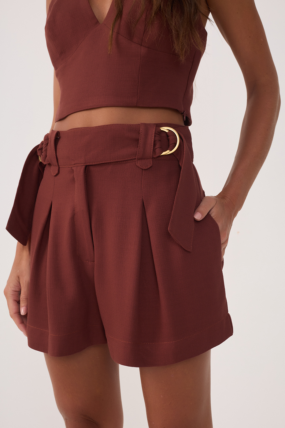 Tailored Shorts with Buckle Waistband_3