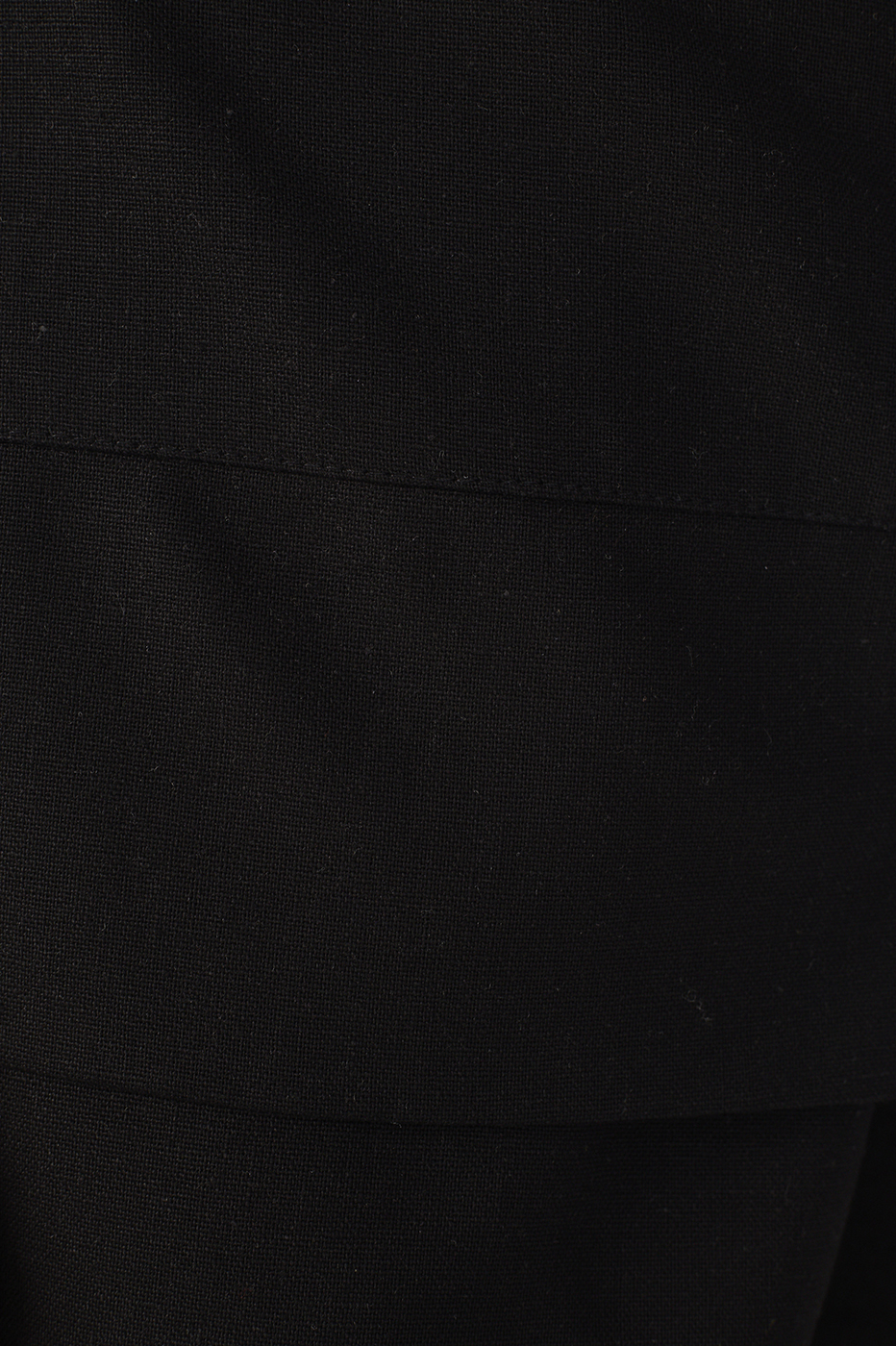 Black Flap Waist Buttoned Pockets Linen Shorts_7