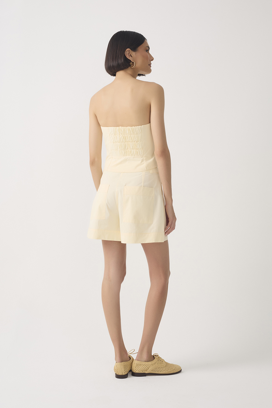 Pockets Belt Loops Cotton Shorts_5